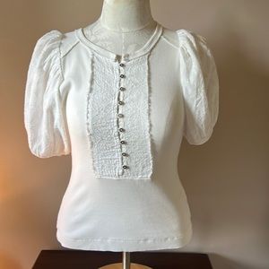 White Anthropology white t shirt.